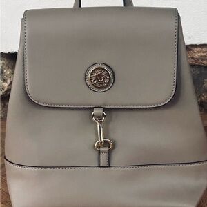 Anne Klein Taupe Backpack Purse Gold Hardware Neutral Bag